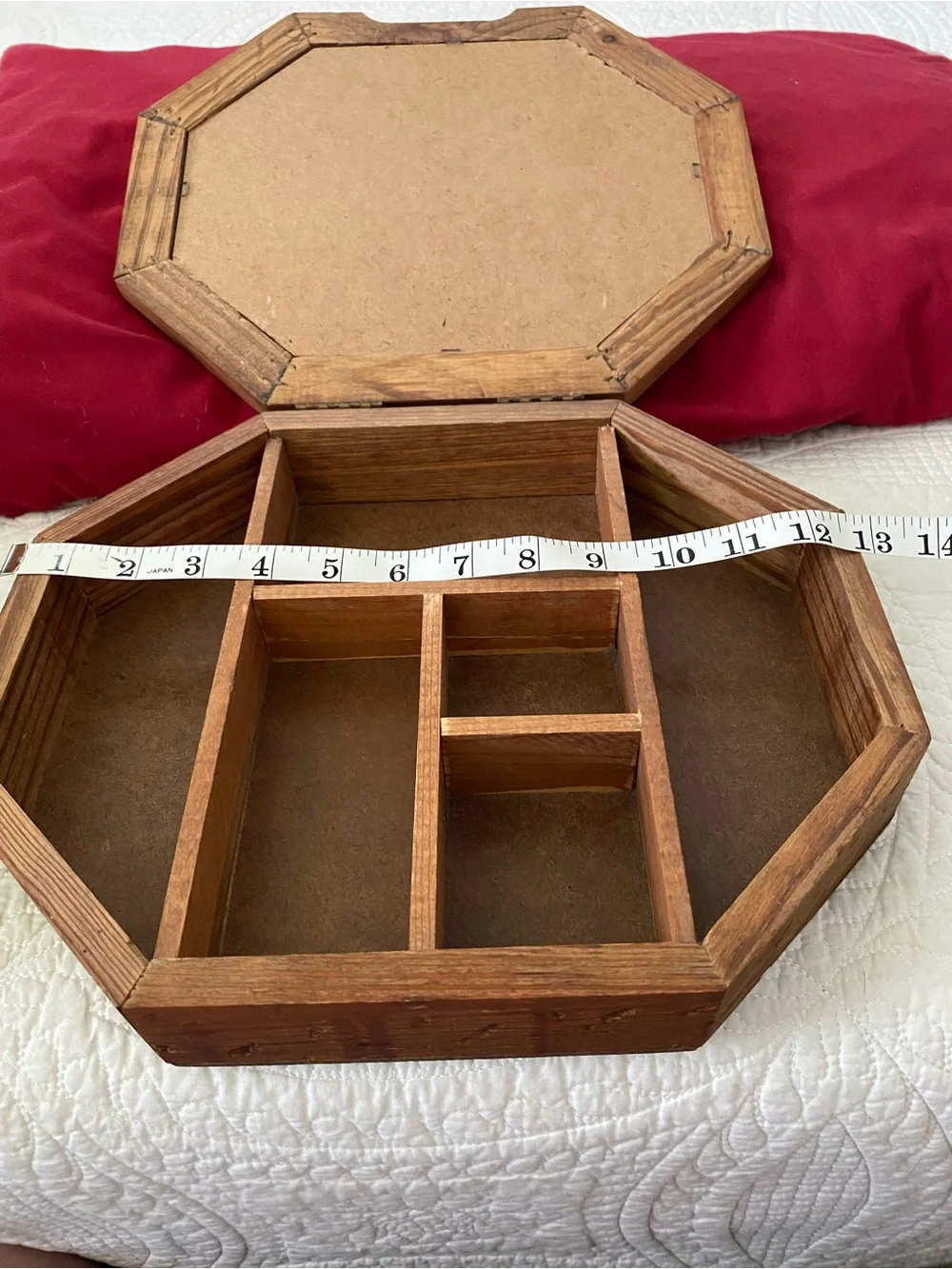 Vintage Wooden Box With Compartments In Excellent Condition For The Age